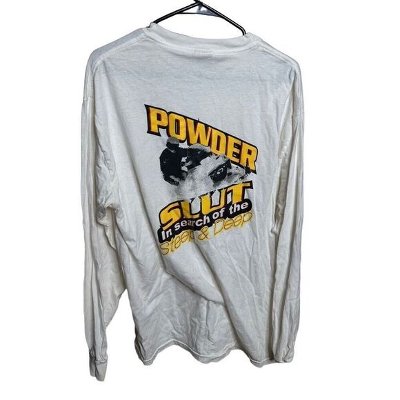 Y2K “POWDER $LUT” Snowboard Long Sleeve Shirt Large - Picture 2 of 3